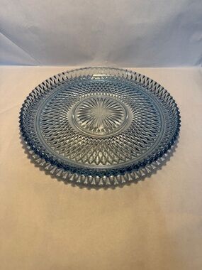 Vintage Indiana Glass Blue Pressed Glass Serving Plate Dining Platter
